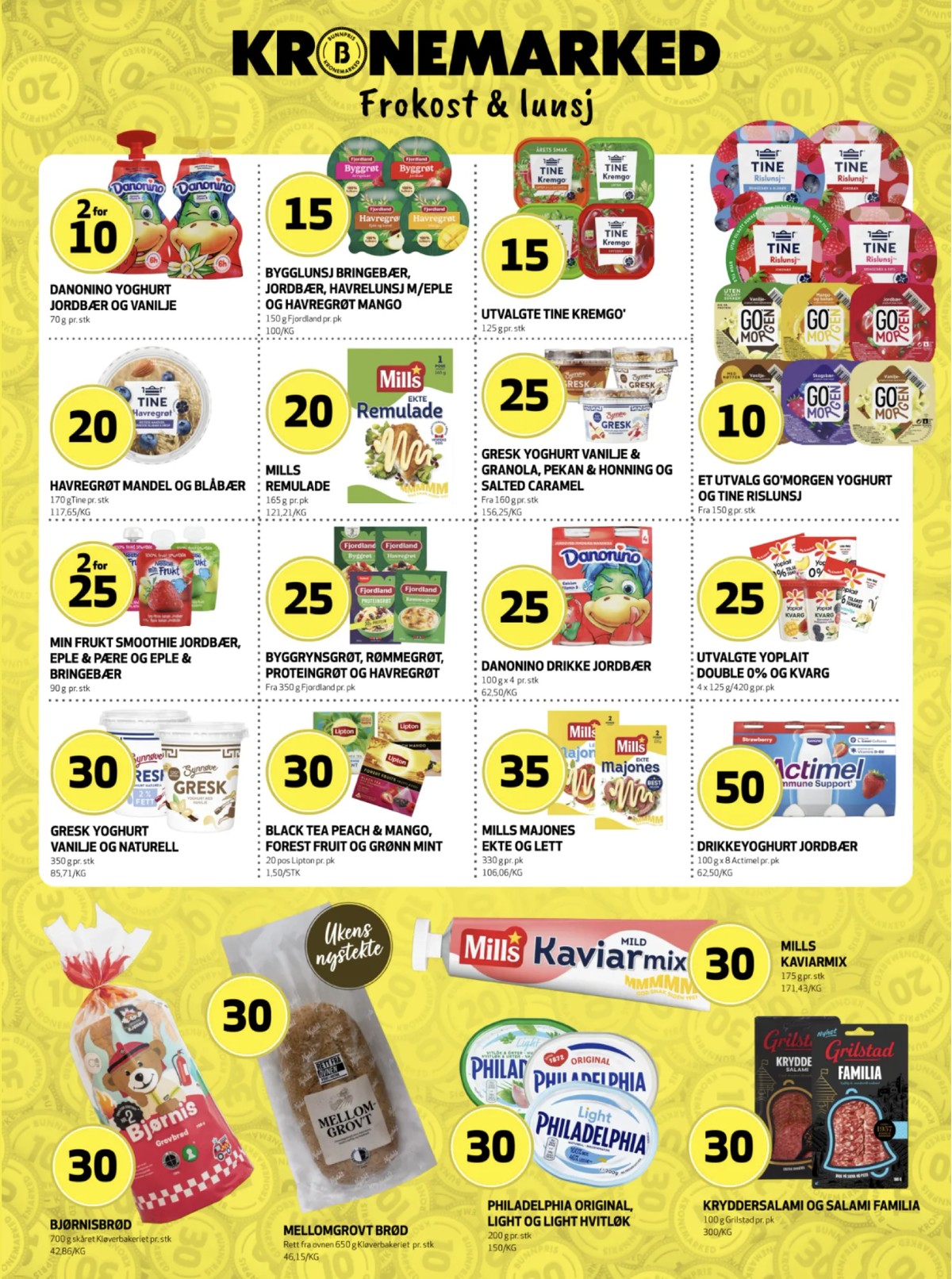 Se Bunnpris kundeavis for uke 42 på Tilbudsuken.no. Se gode tilbud på mange varer, f.eks. yoghurt danonino eller havregrøt tine. Les kundeavisen her! Side 3