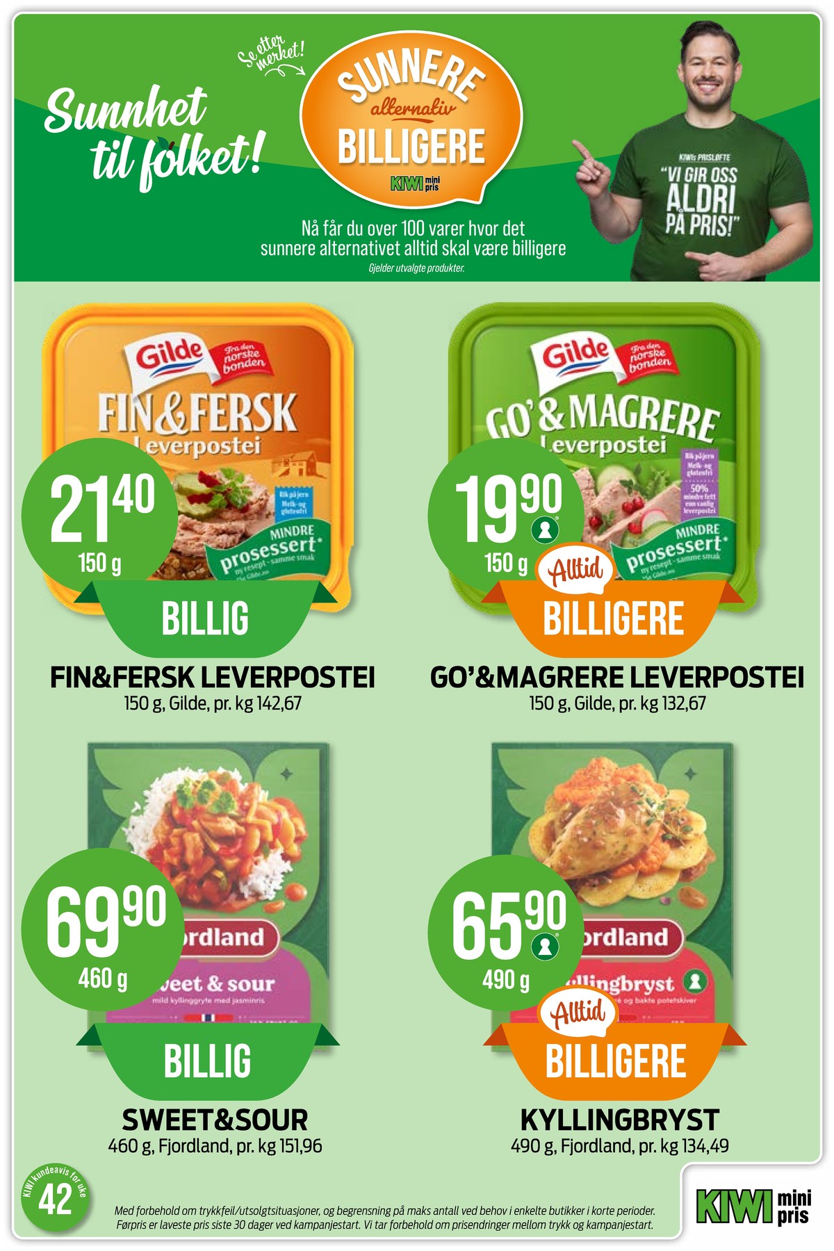 Se Kiwi kundeavis for uke 42 på Tilbudsuken.no. Se gode tilbud på mange varer, f.eks. leverpostei fin & fersk eller leverpostei go & magrere. Les kundeavisen her! Side 12