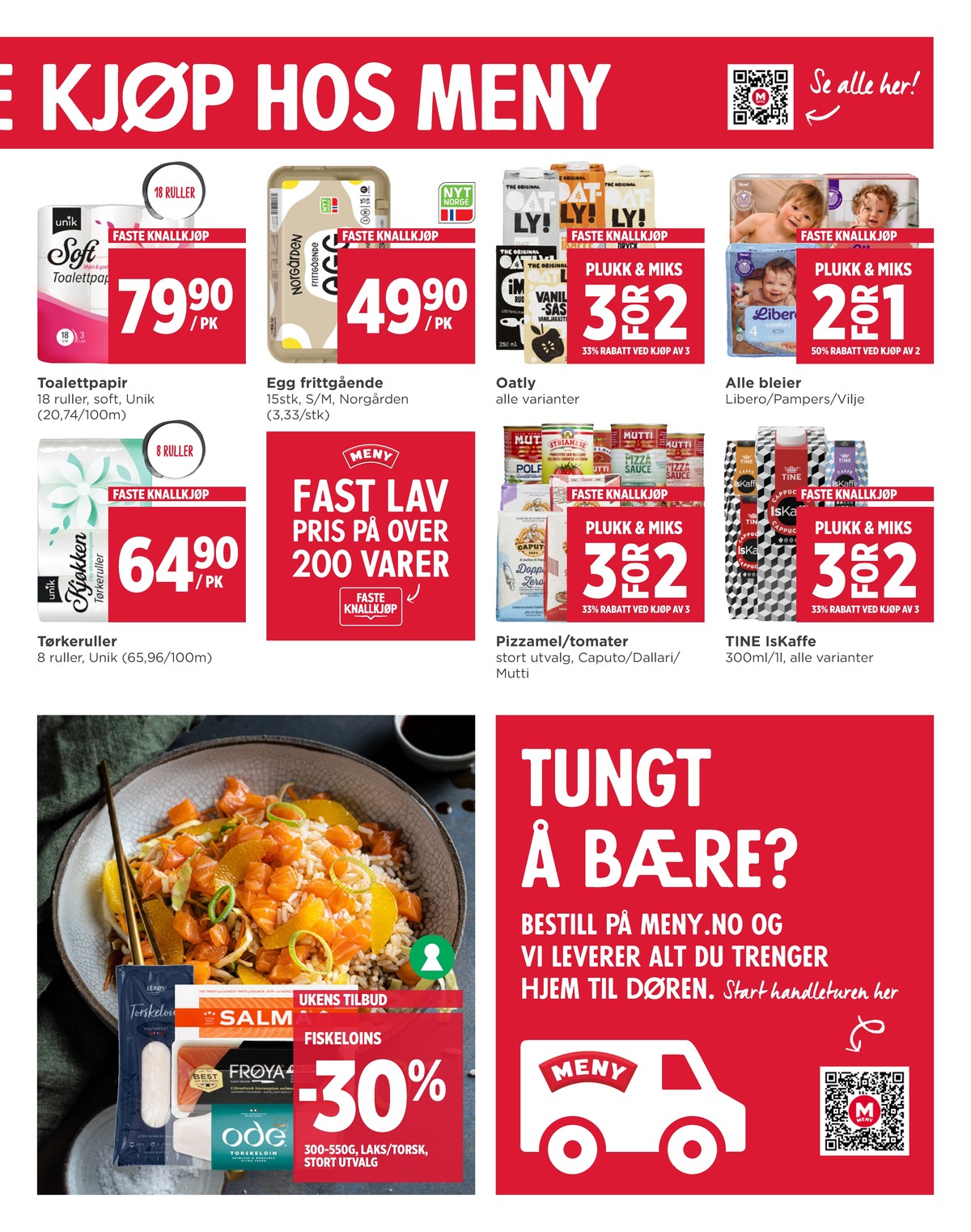 Se Meny kundeavis for uke 42 på Tilbudsuken.no. Se gode tilbud på mange varer, f.eks. toalettpapir soft eller egg norgården. Les kundeavisen her! Side 7