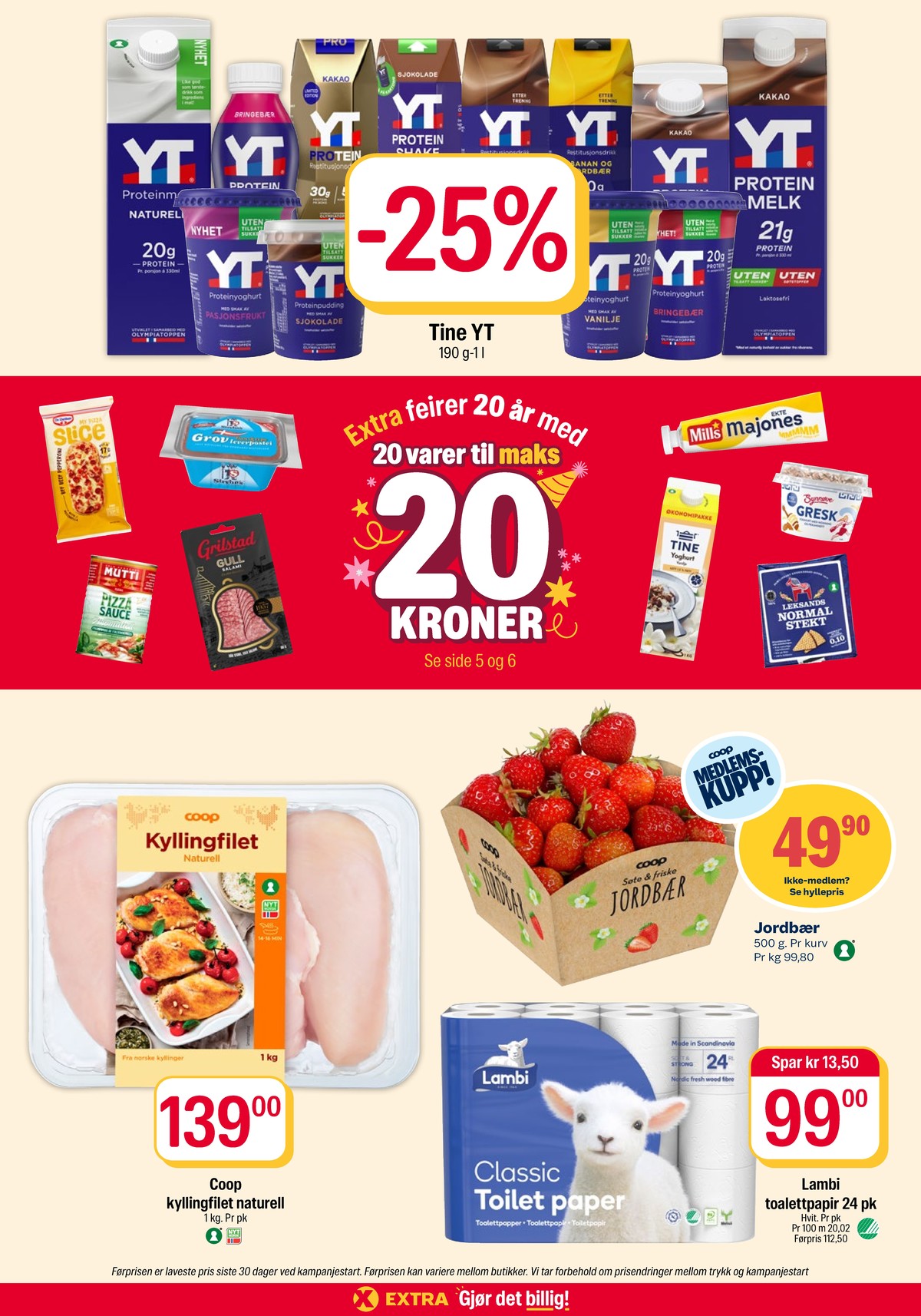 Se Coop Extra kundeavis for uke 43 på Tilbudsuken.no. Se gode tilbud på mange varer, f.eks. proteindrikk bringebær yt eller proteinpudding sjokolade yt. Les kundeavisen her! Side 5