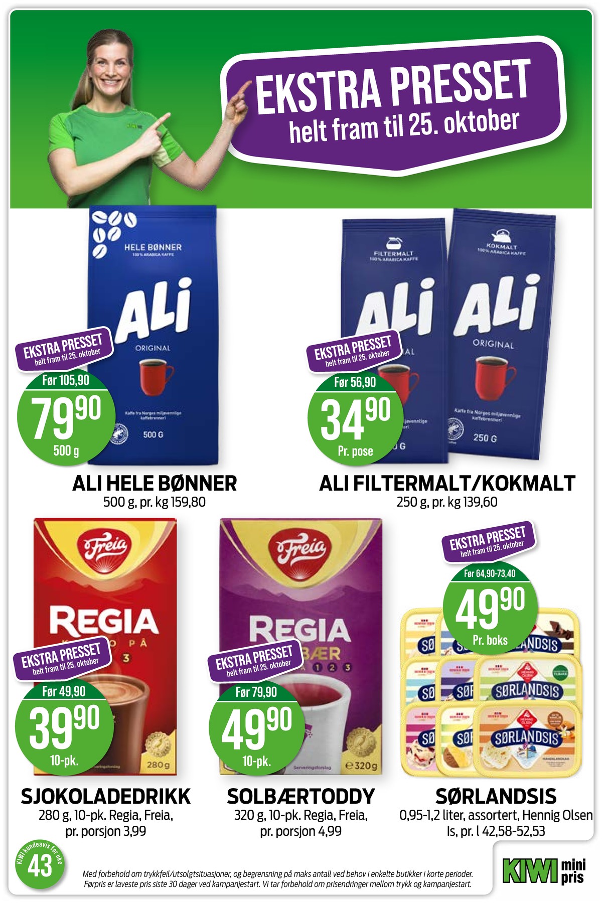 Se Kiwi kundeavis for uke 43 på Tilbudsuken.no. Se gode tilbud på mange varer, f.eks. kaffebønner ali eller kaffe formalet original ali. Les kundeavisen her! Side 11
