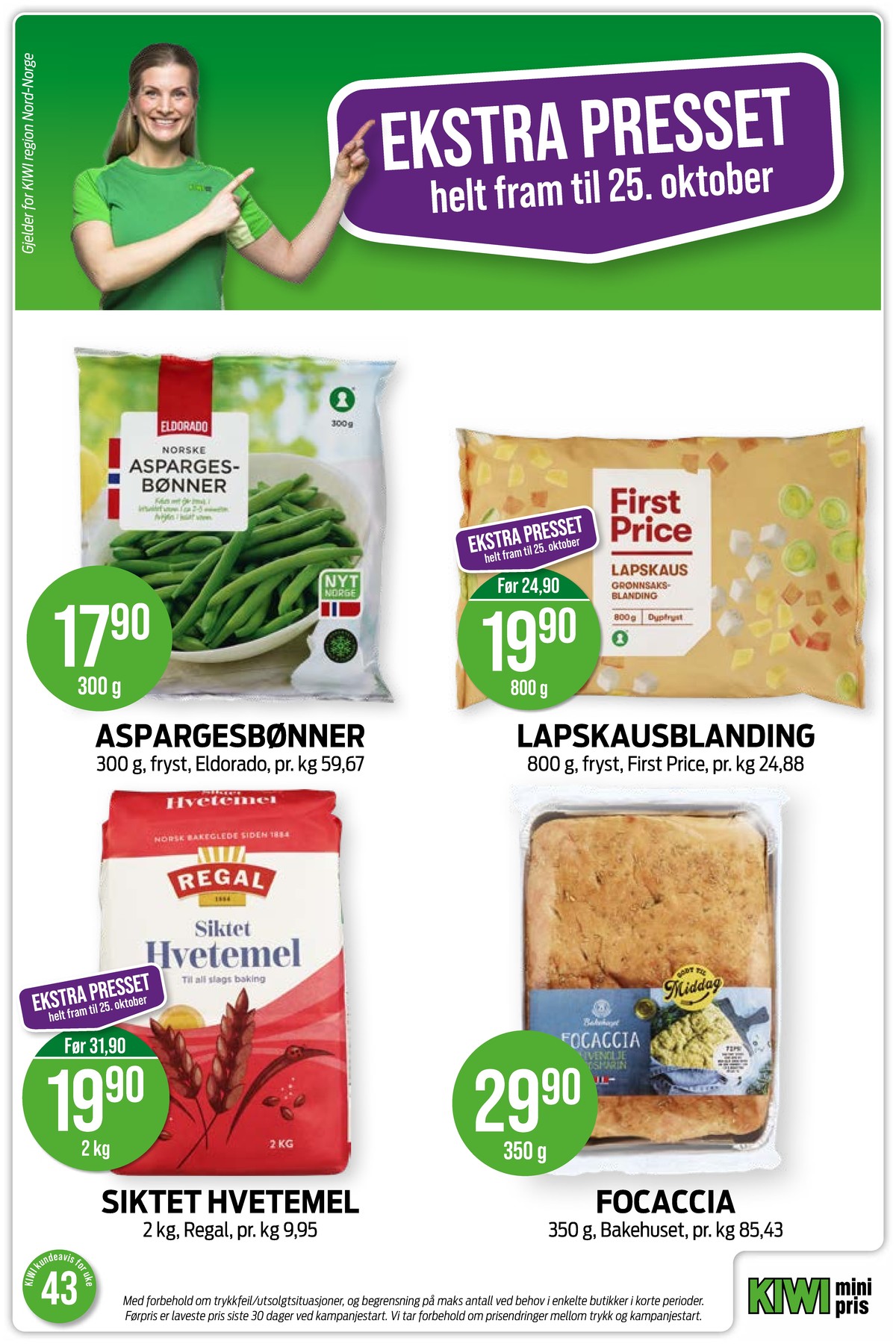 Se Kiwi kundeavis for uke 43 på Tilbudsuken.no. Se gode tilbud på mange varer, f.eks. aspargesbønner eldorado eller lapskausblanding first price. Les kundeavisen her! Side 10