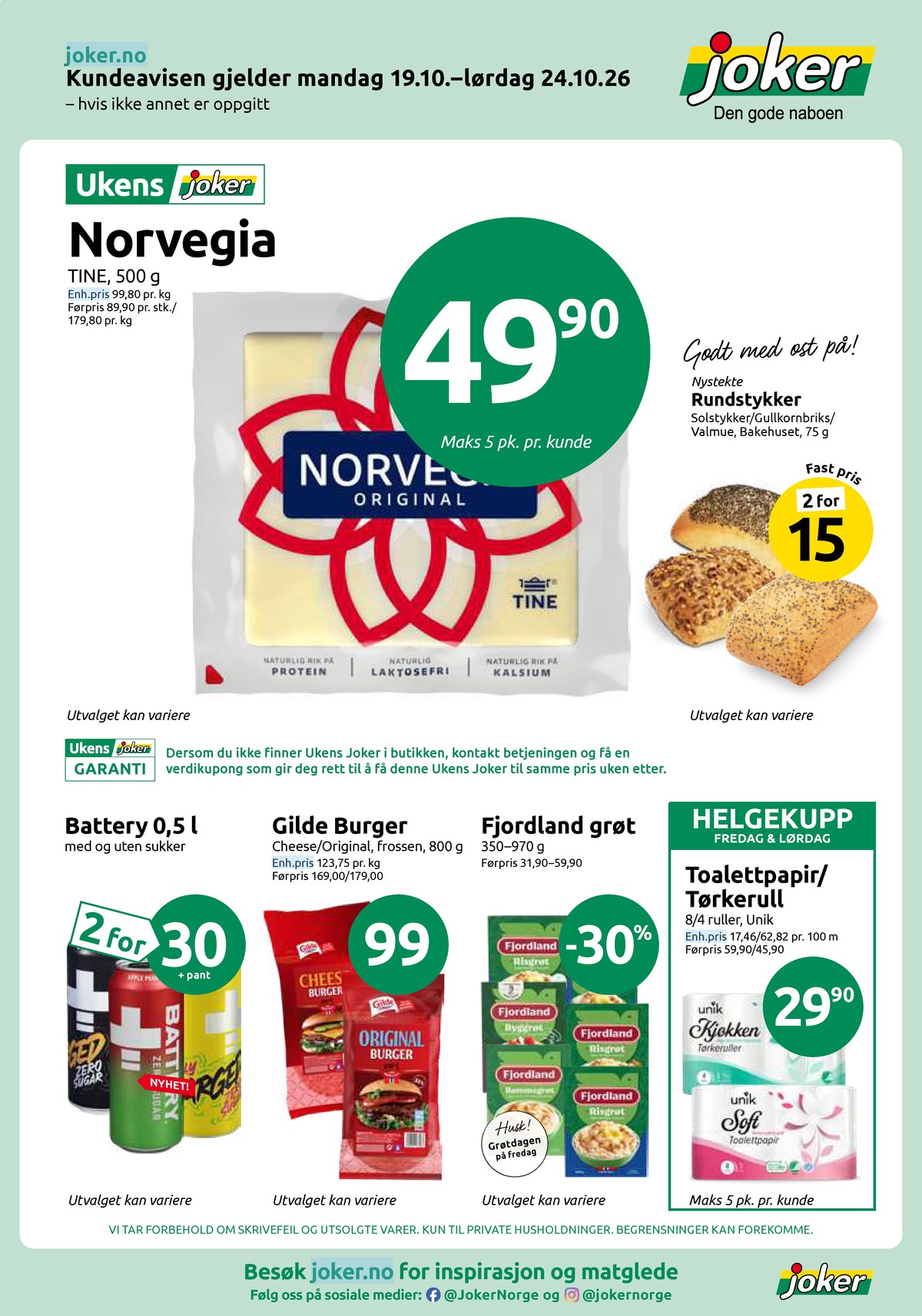 Se Joker kundeavis for uge 43 på Tilbudsuken.no. Se gode tilbud på mange varer. Les kundeavisen her! Side 1