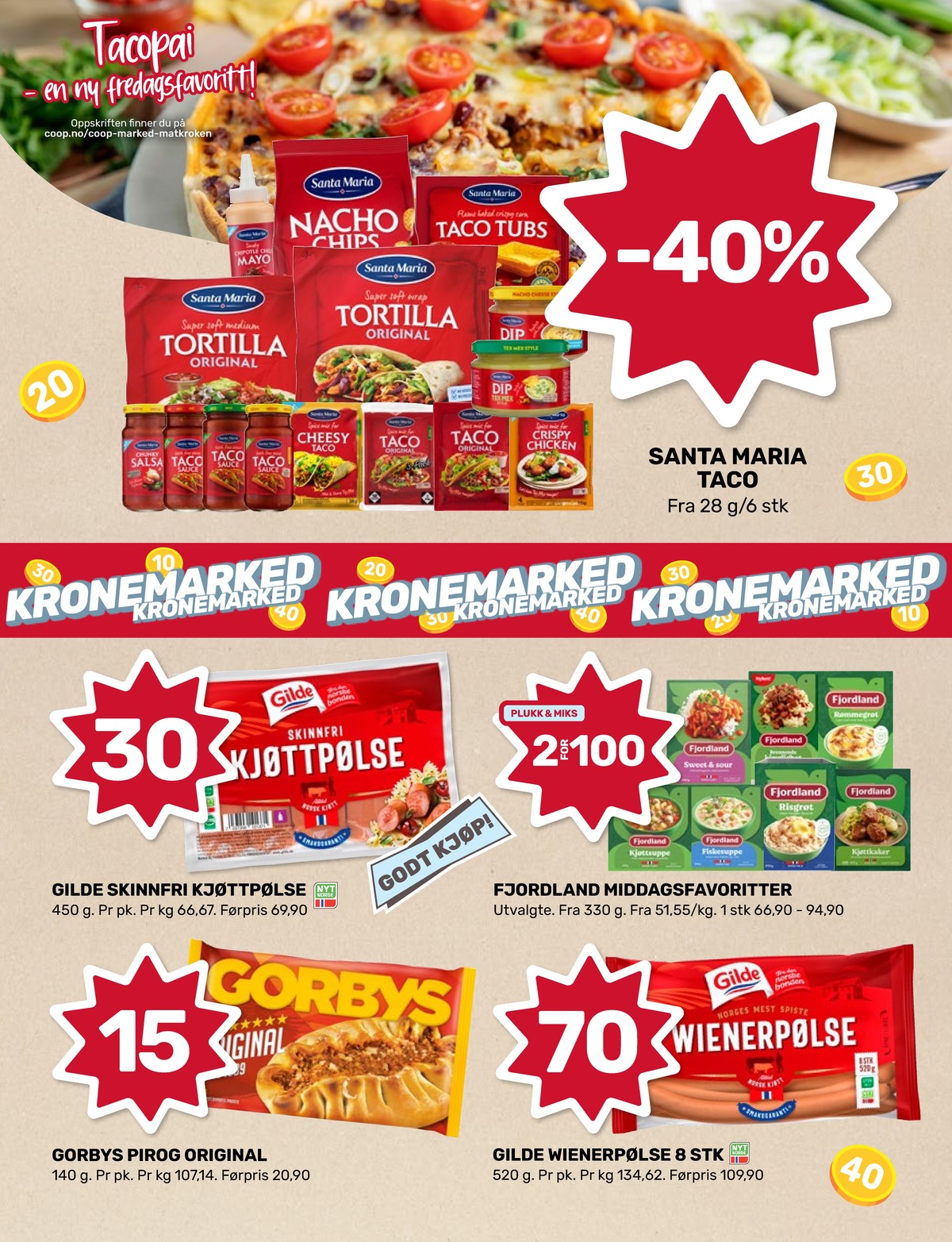 Se Coop Marked kundeavis for uke 44 på Tilbudsuken.no. Se gode tilbud på mange varer, f.eks. tortillas original 8 large old el paso eller tortilla original 6 stk. large old el paso. Les kundeavisen her! Side 2