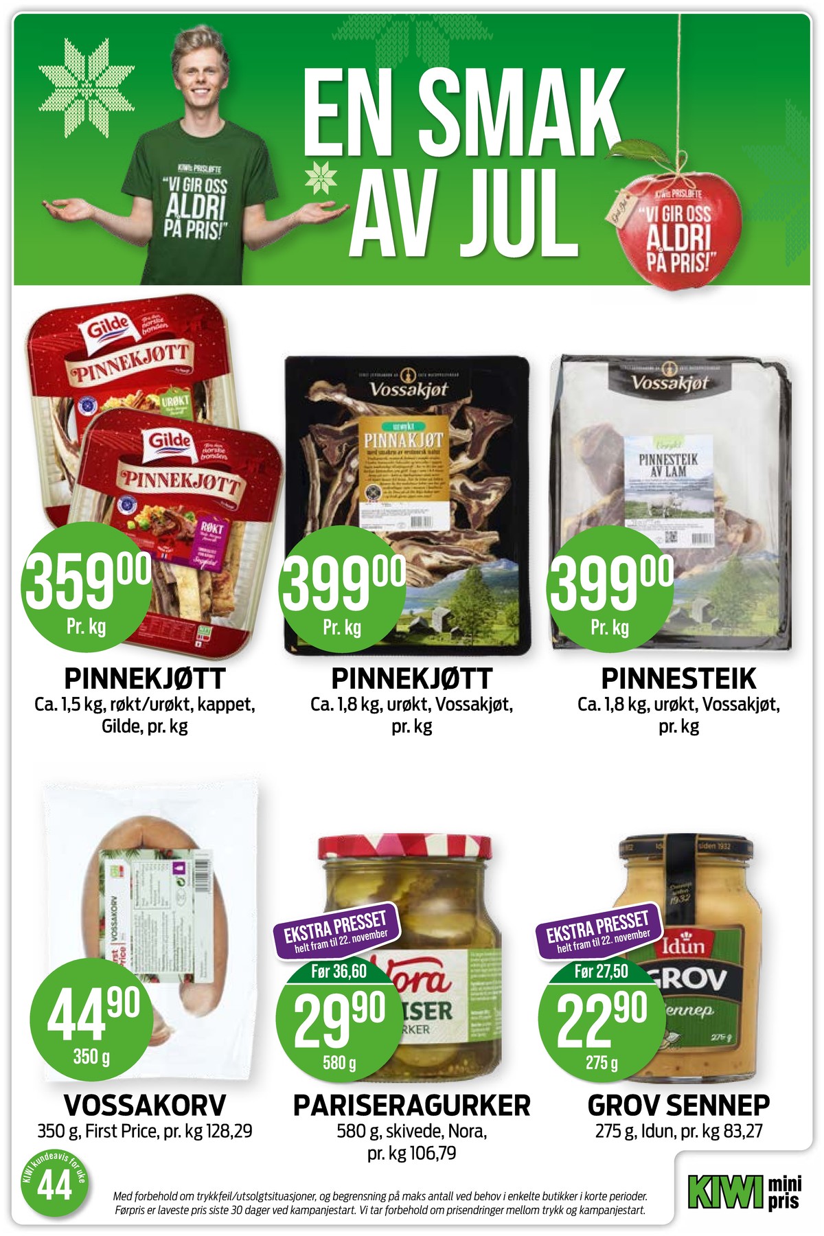 Se Kiwi kundeavis for uke 44 på Tilbudsuken.no. Se gode tilbud på mange varer, f.eks. pinnekjøtt vossakjøt eller pinnesteik vossakjøt. Les kundeavisen her! Side 13