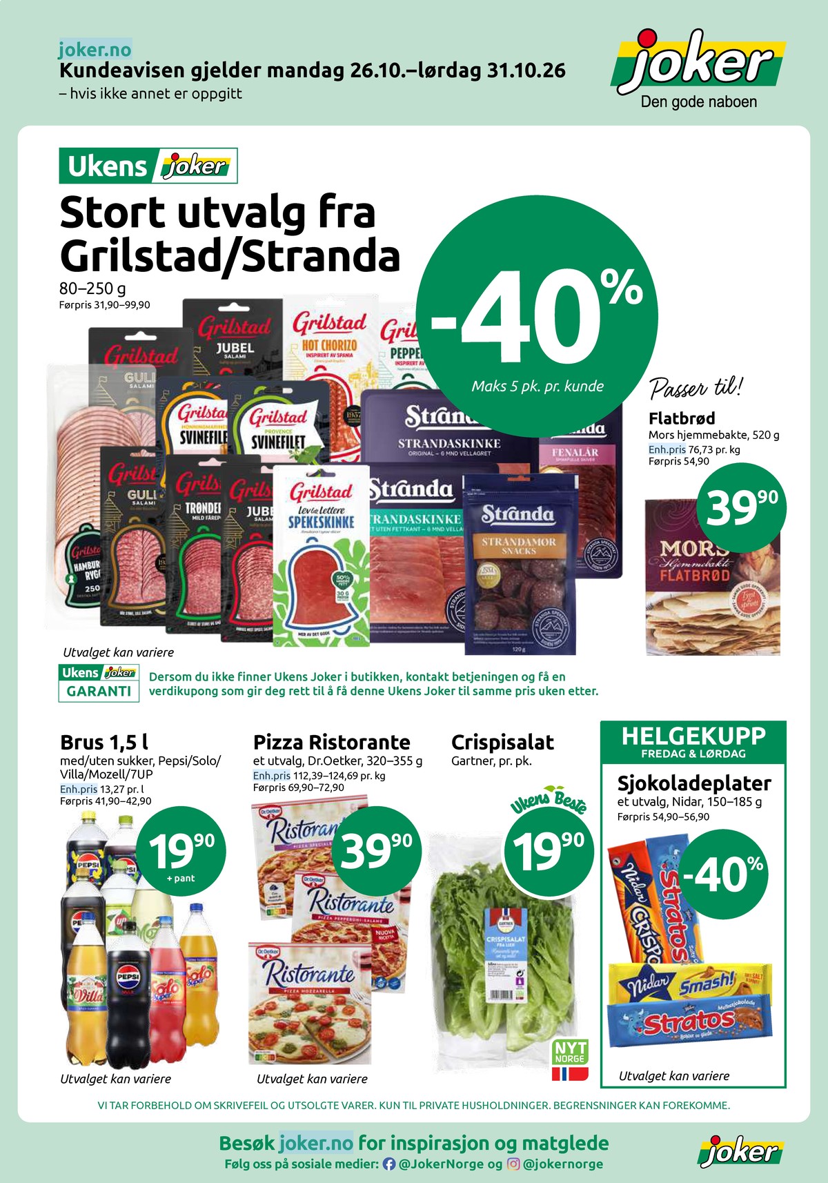 Se Joker kundeavis for uge 44 på Tilbudsuken.no. Se gode tilbud på mange varer. Les kundeavisen her! Side 1