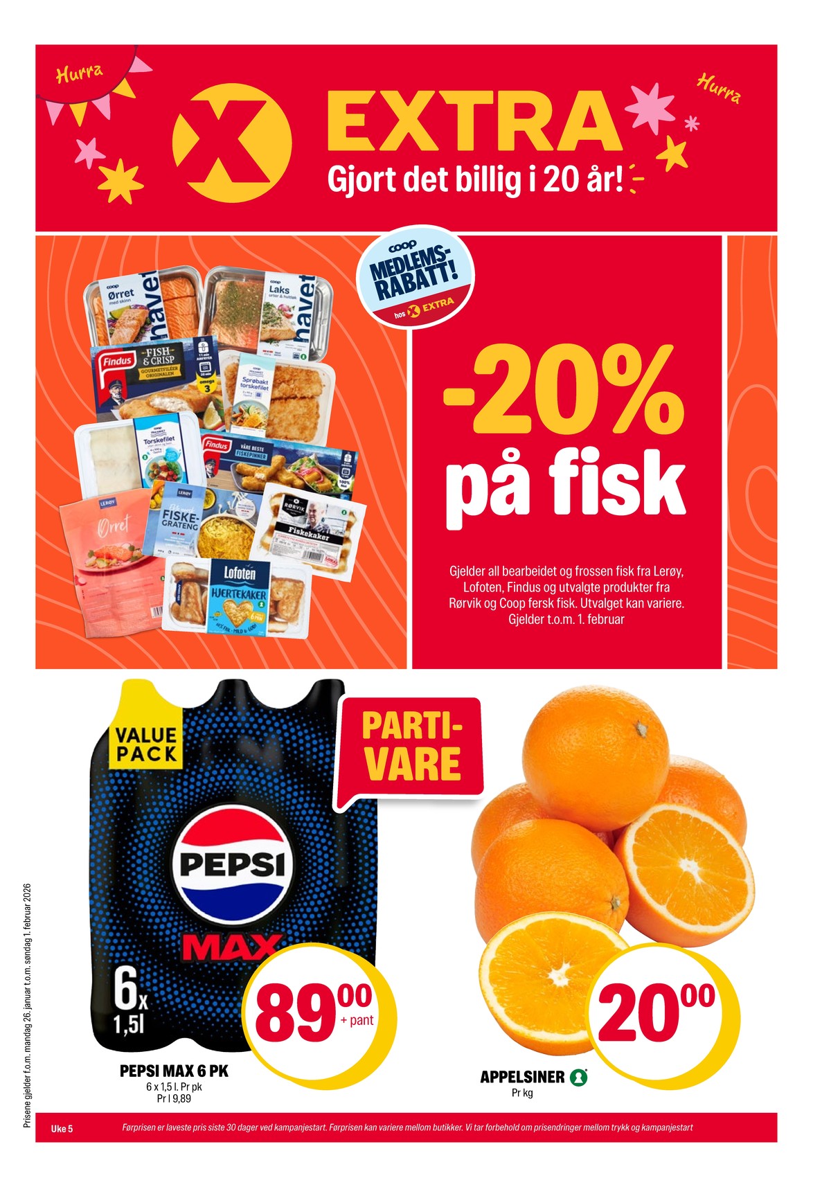 Se Coop Extra kundeavis for uke 5 på Tilbudsuken.no. Se gode tilbud på mange varer, f.eks. fiskekaker rørvik eller pepsi max 6 pk pepsi max. Les kundeavisen her! Side 1