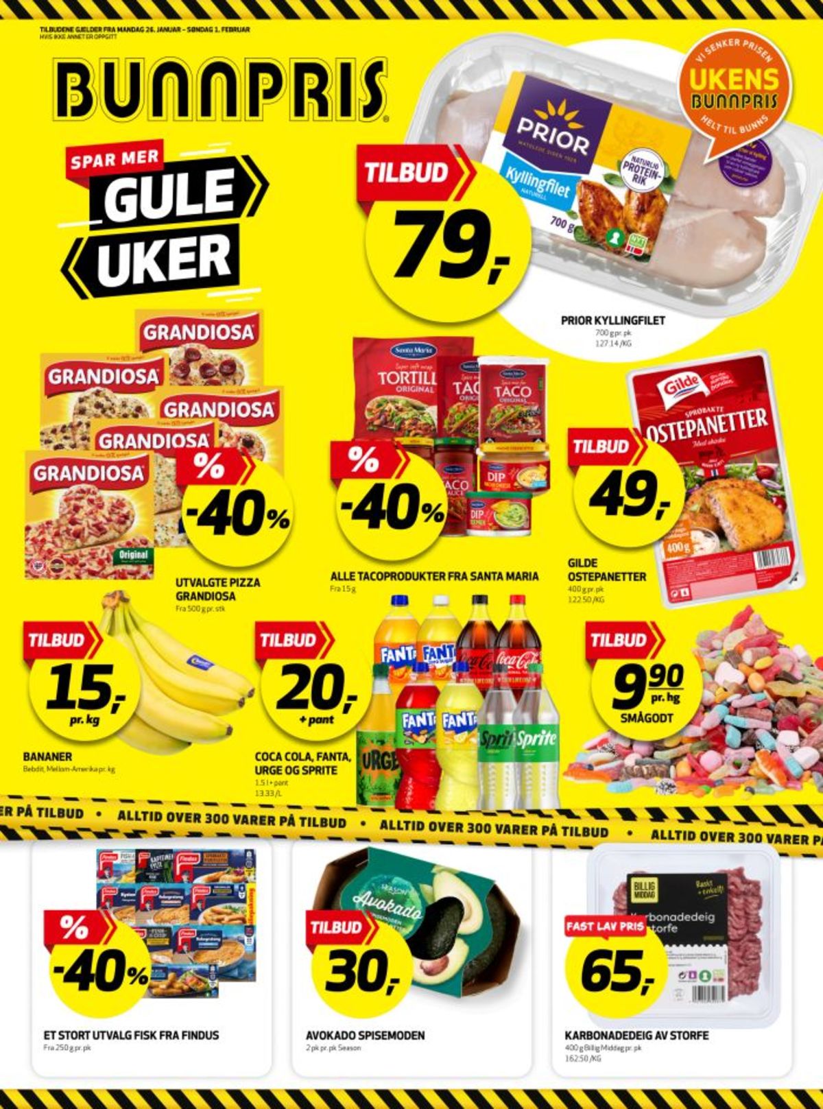Se Bunnpris kundeavis for uke 5 på Tilbudsuken.no. Se gode tilbud på mange varer, f.eks. 4xost pizza grandiosa eller kjøttboller & skinke pizza grandiosa. Les kundeavisen her! Side 1