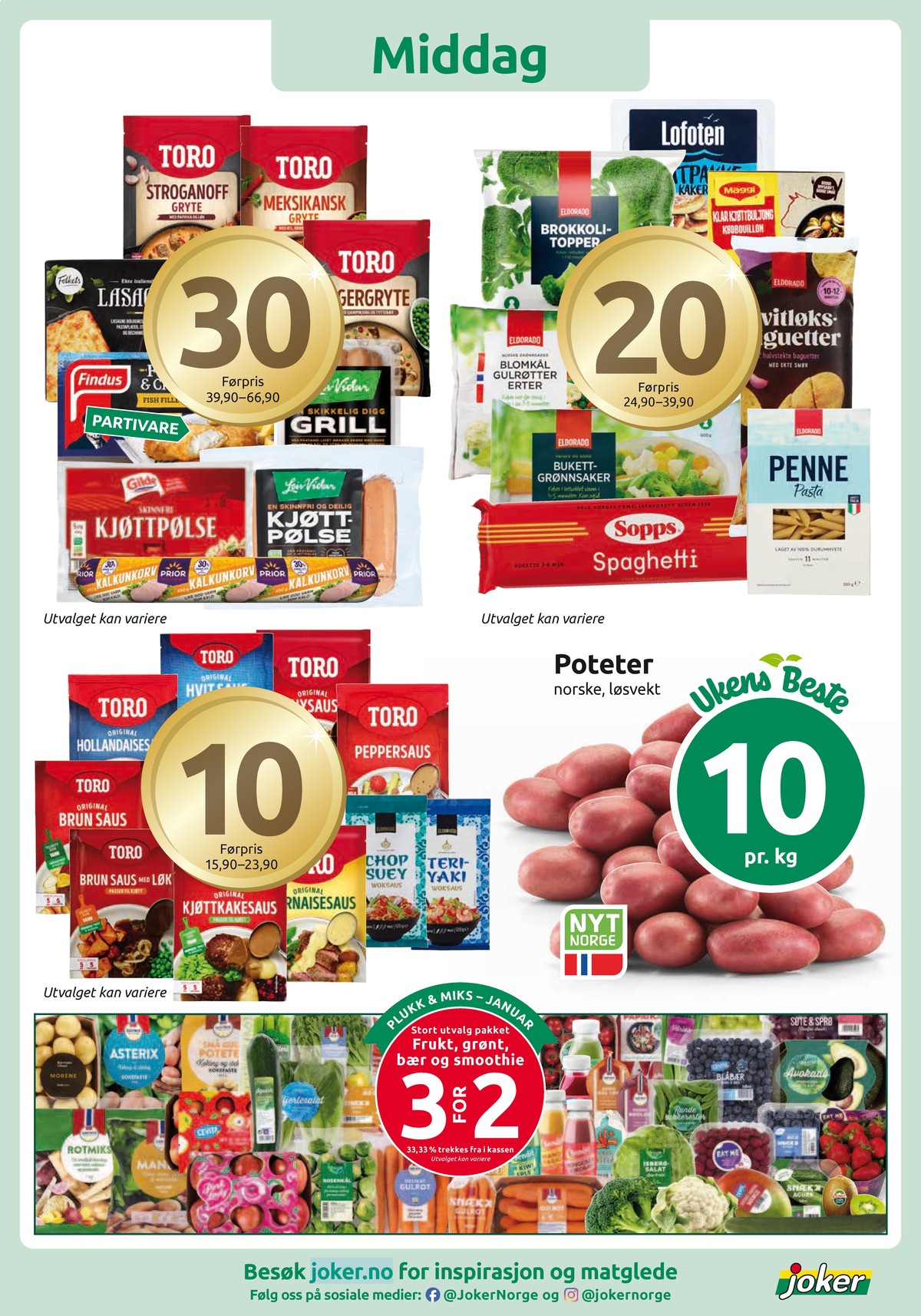 Se Joker kundeavis for uke 5 på Tilbudsuken.no. Se gode tilbud på mange varer, f.eks. poteter ukjent eller kjøttkakesaus toro. Les kundeavisen her! Side 7