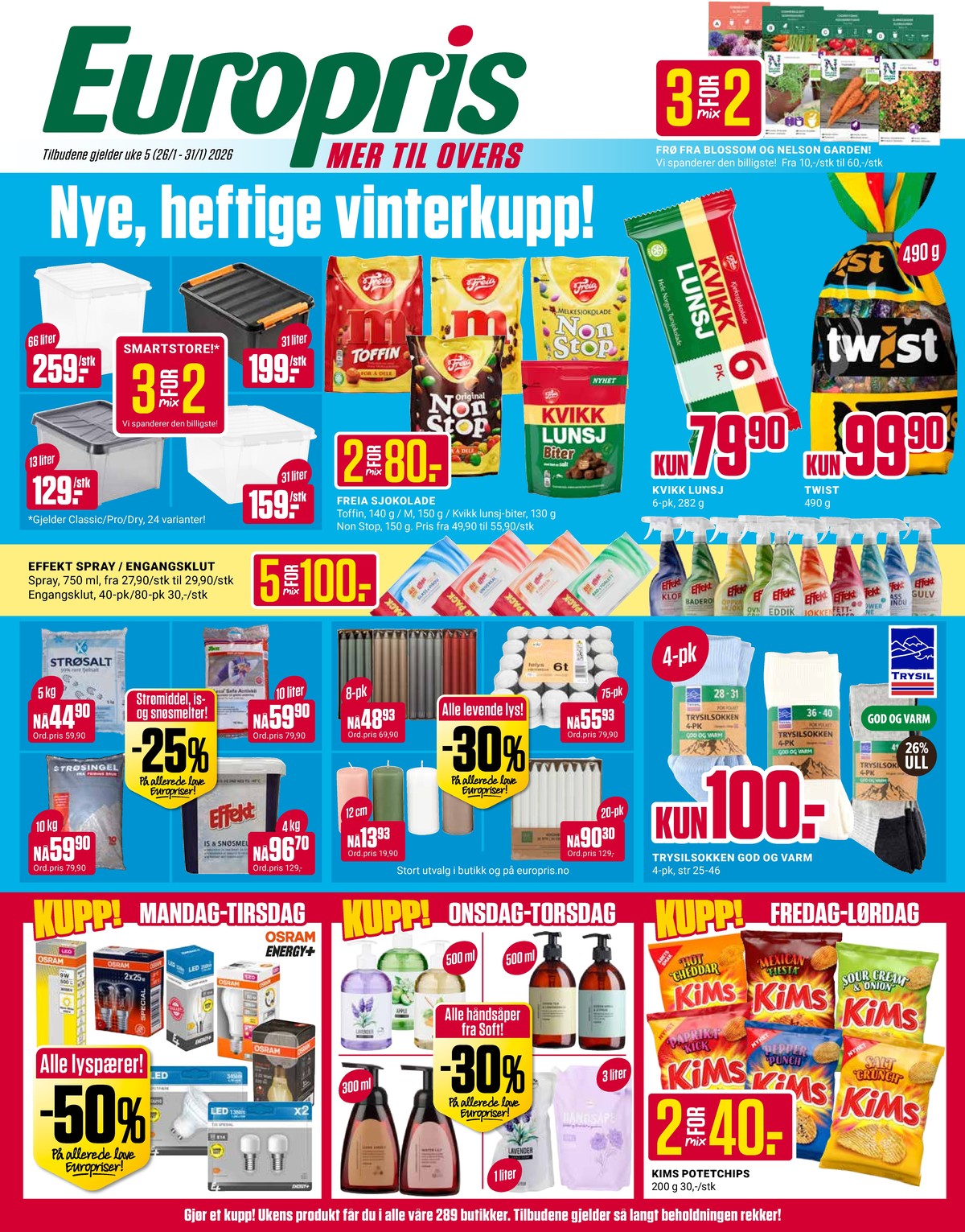Se Europris kundeavis for uke 5 på Tilbudsuken.no. Se gode tilbud på mange varer, f.eks. frø blossom eller konfekt twist. Les kundeavisen her! Side 1