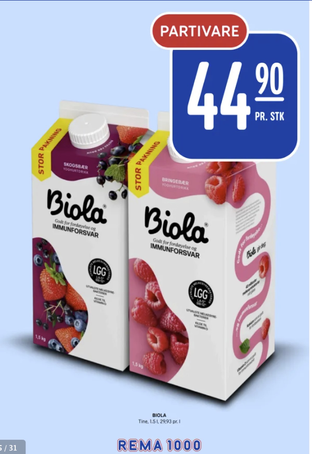 Se Rema 1000 kundeavis for uke 5 på Tilbudsuken.no. Se gode tilbud på mange varer, f.eks. syrnet melk bringebær biola eller syrnet melk skogsbær biola. Les kundeavisen her! Side 15