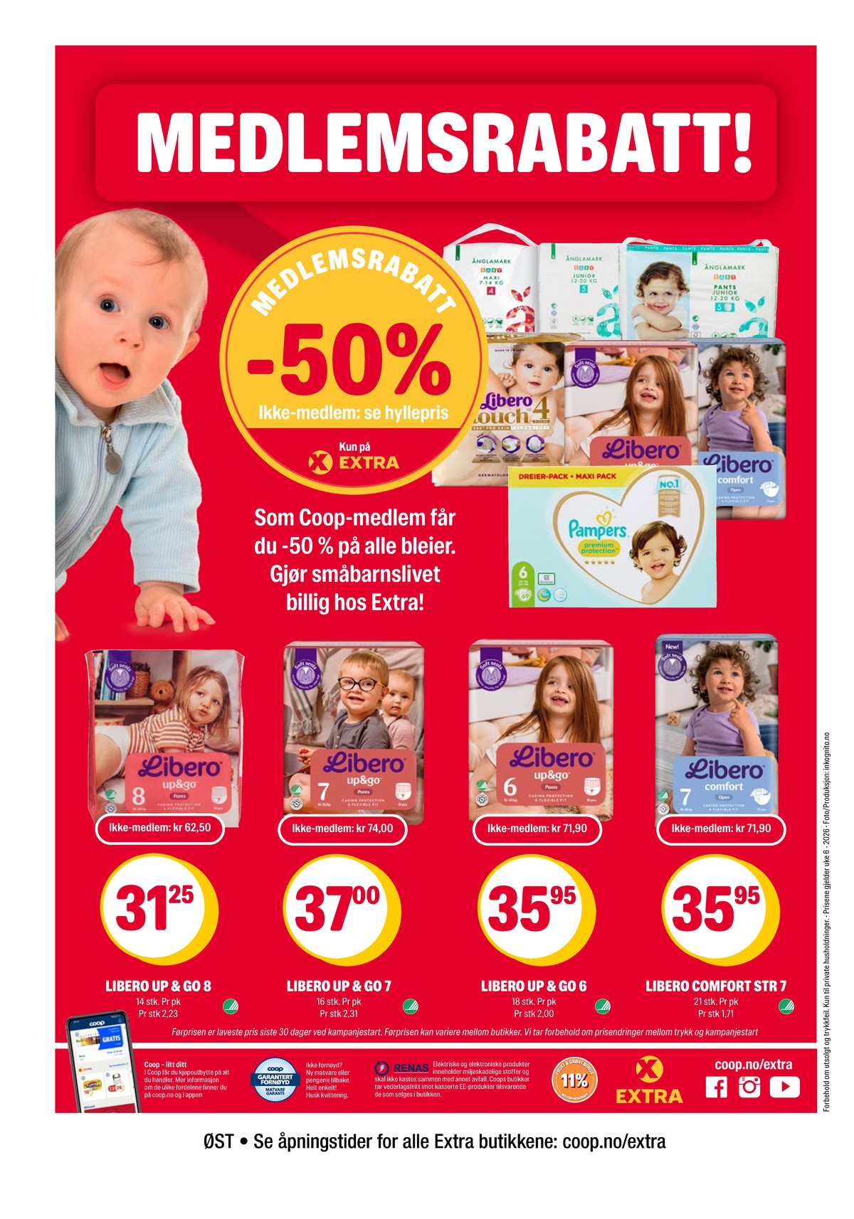 Se Coop Extra kundeavis for uke 6 på Tilbudsuken.no. Se gode tilbud på mange varer, f.eks. bleier Änglamark eller bleier libero. Les kundeavisen her! Side 24