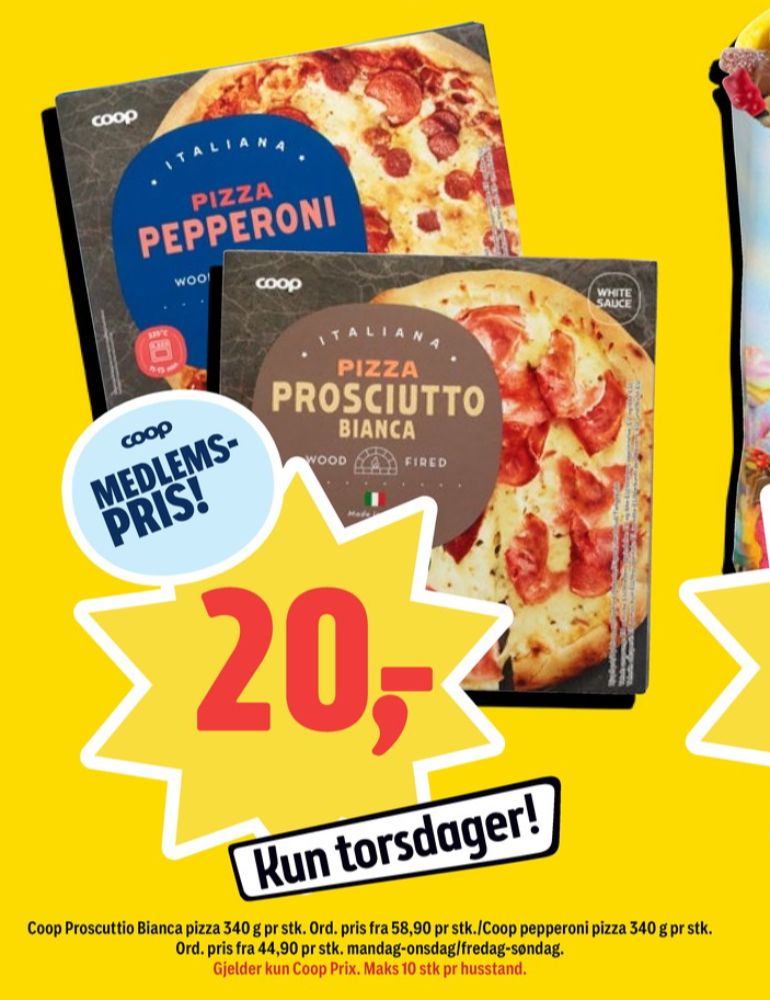 Coop, Pizza Prosciutto Bianca