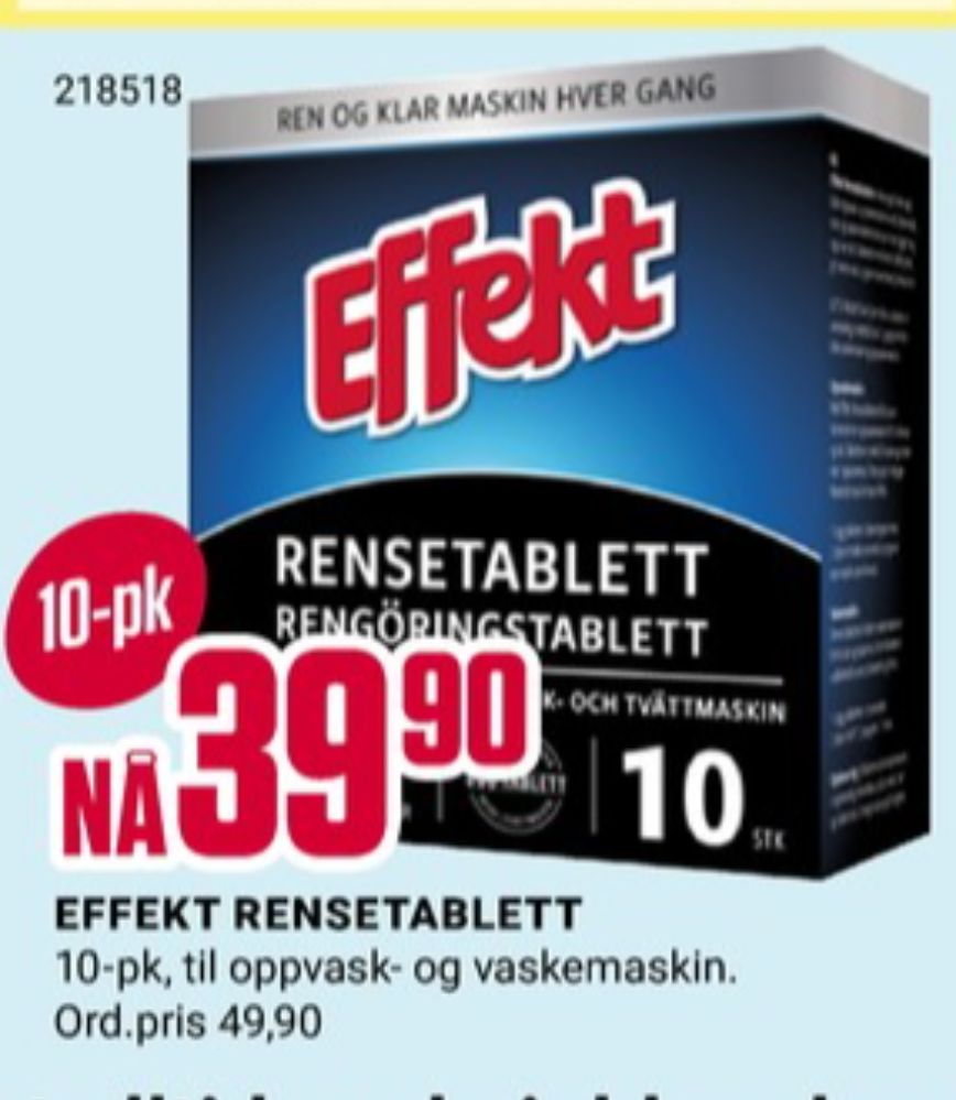 Effekt, Rensetablett