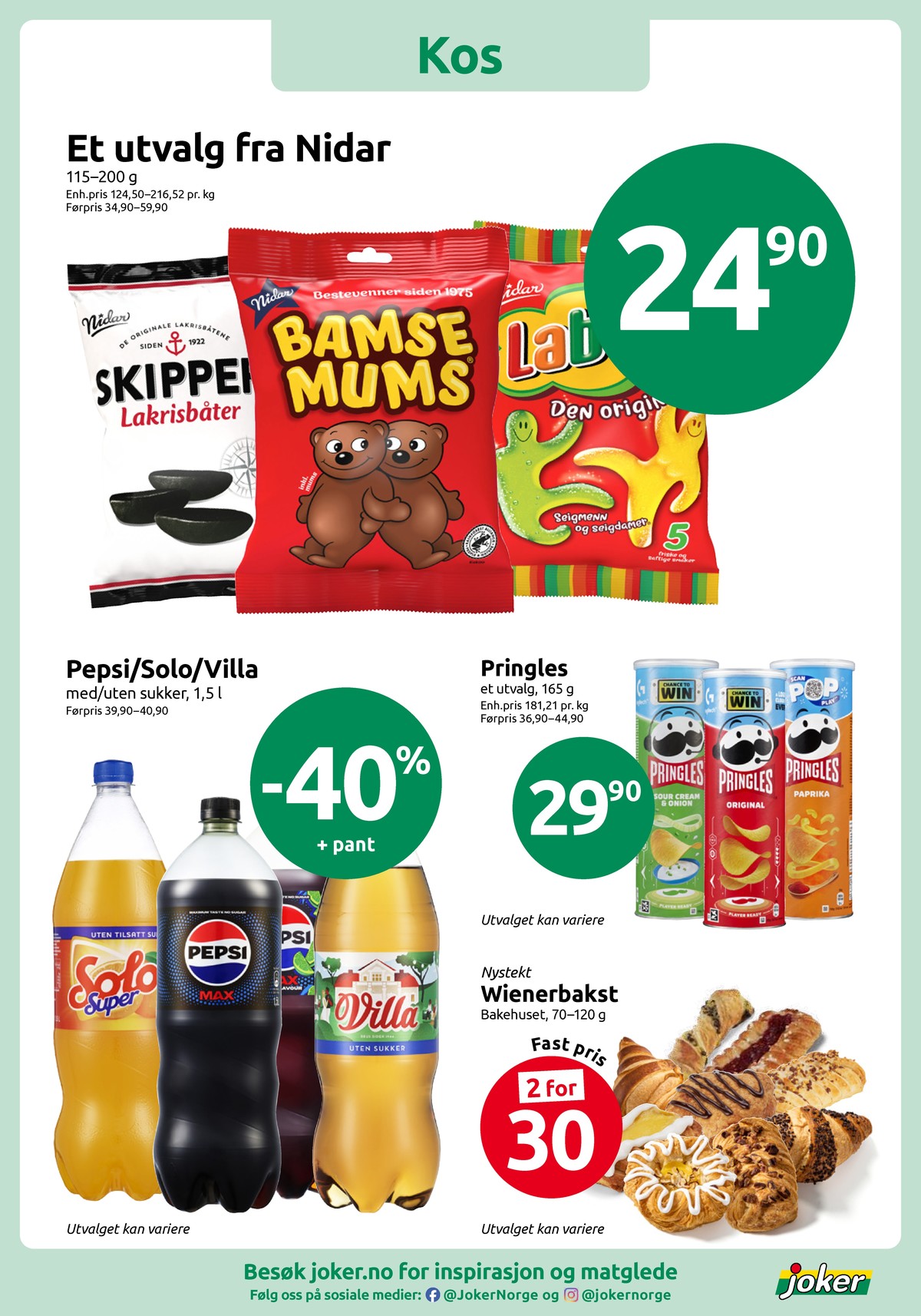 Se Joker kundeavis for uke 6 på Tilbudsuken.no. Se gode tilbud på mange varer, f.eks. sour cream & onion chips pringles eller chips original pringles. Les kundeavisen her! Side 10
