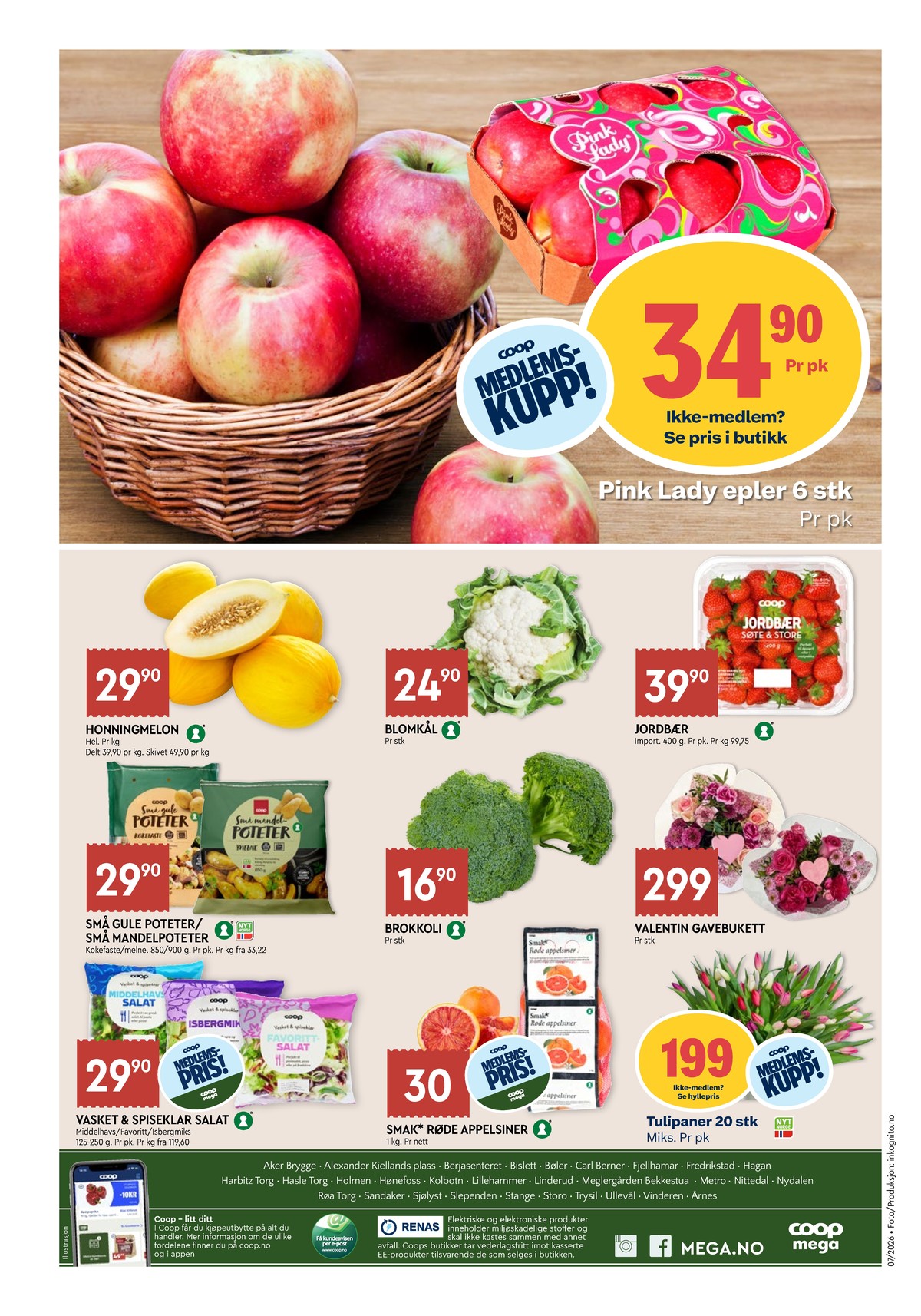 Se Coop Mega kundeavis for uke 7 på Tilbudsuken.no. Se gode tilbud på mange varer, f.eks. epler ukjent eller honningmelon ukjent. Les kundeavisen her! Side 8