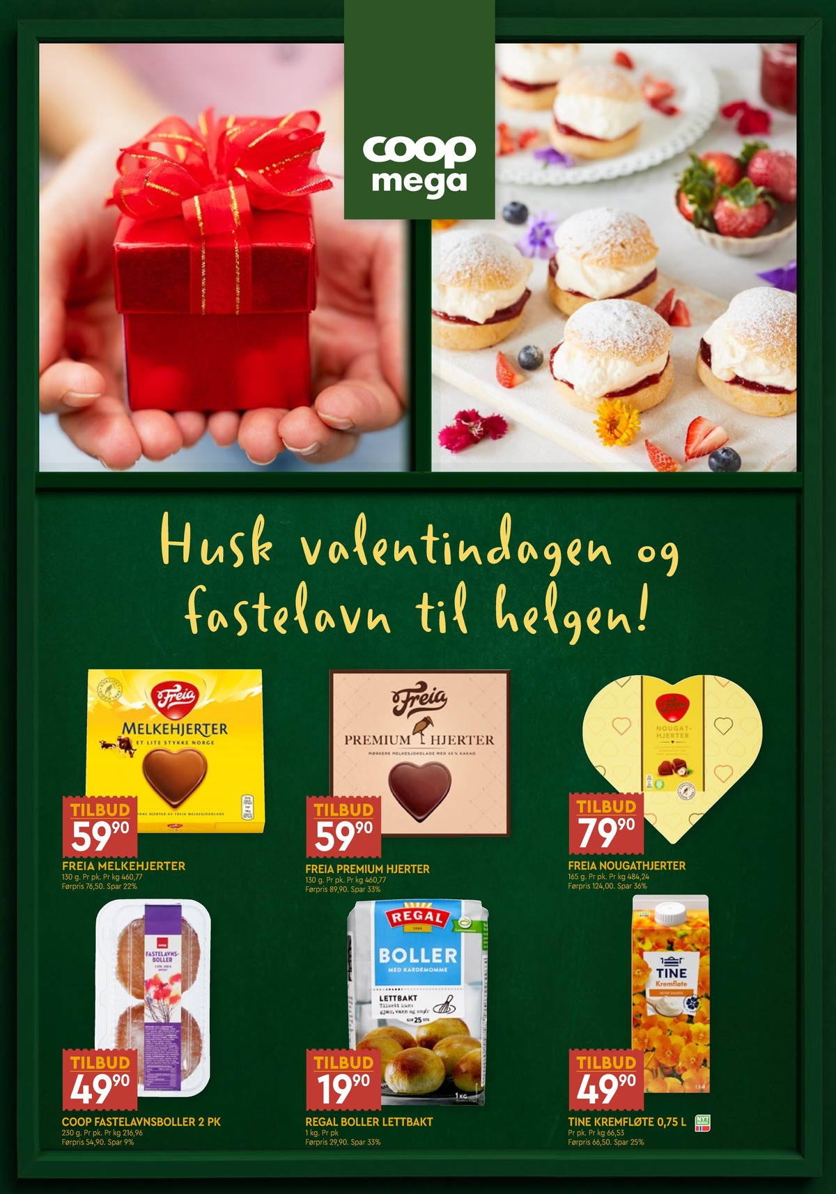 Se Coop Mega kundeavis for uke 7 på Tilbudsuken.no. Se gode tilbud på mange varer, f.eks. konfekt melkehjerter eller konfekt premium hjerter. Les kundeavisen her! Side 9