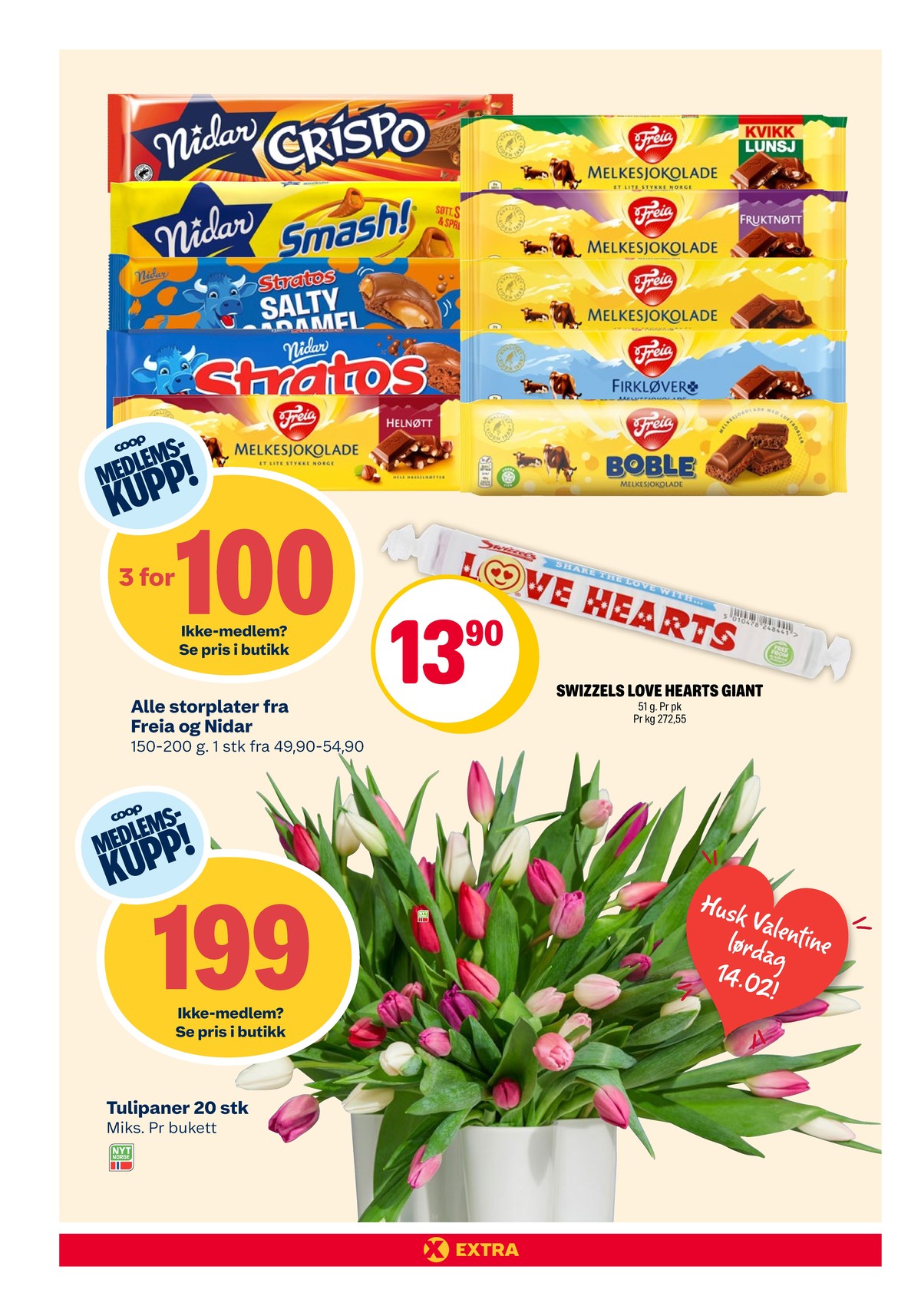 Se Coop Extra kundeavis for uke 7 på Tilbudsuken.no. Se gode tilbud på mange varer, f.eks. godterier love hearts eller andre varer. Les kundeavisen her! Side 2