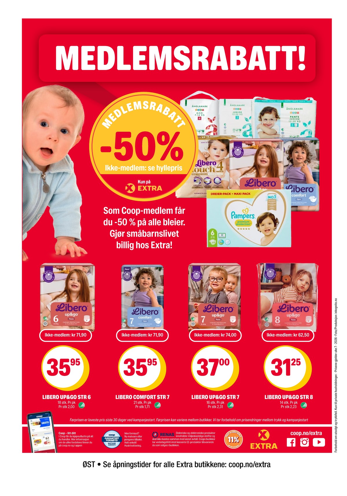 Se Coop Extra kundeavis for uke 7 på Tilbudsuken.no. Se gode tilbud på mange varer, f.eks. bleier Änglamark eller bleier libero. Les kundeavisen her! Side 22