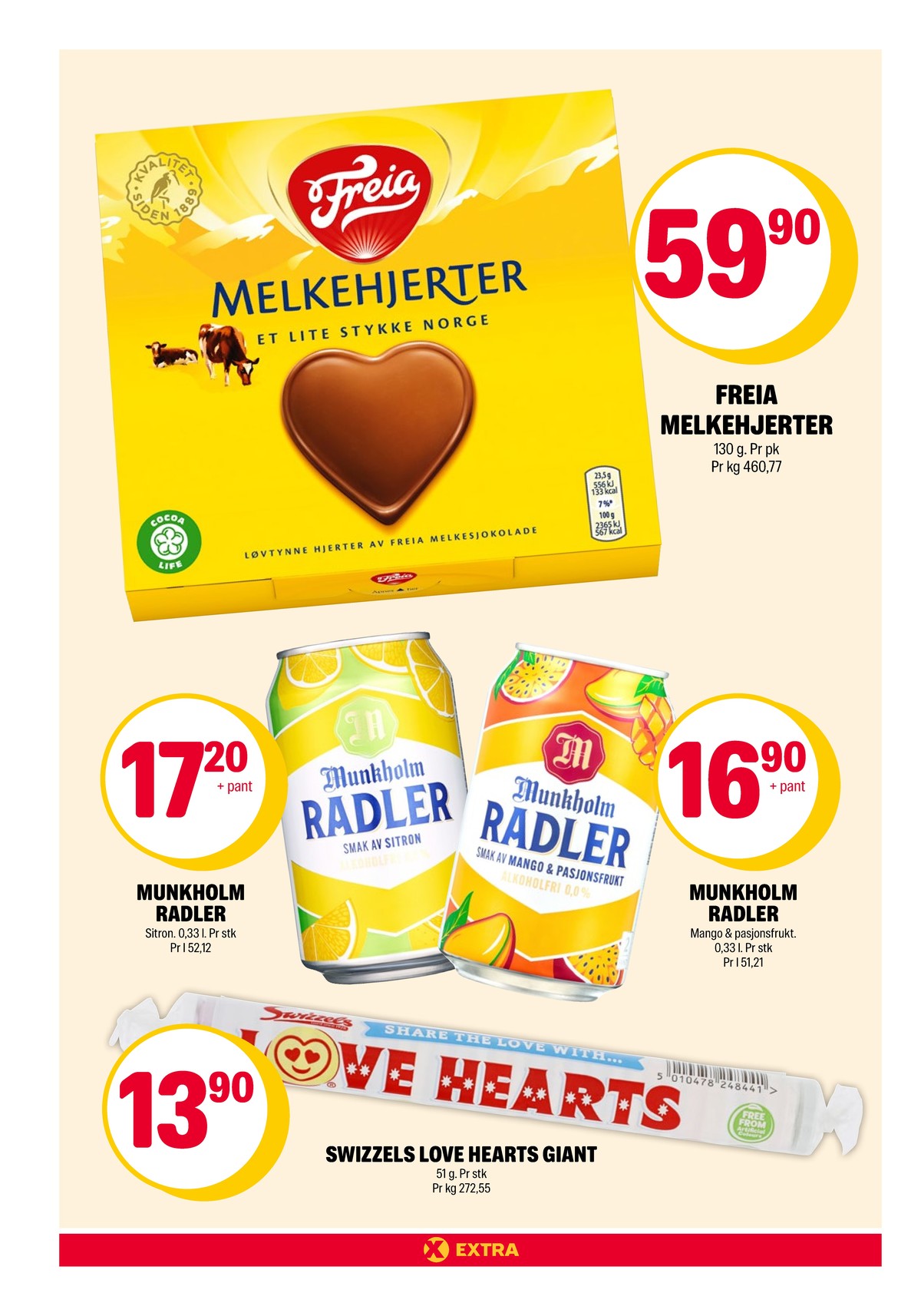 Se Coop Extra kundeavis for uke 7 på Tilbudsuken.no. Se gode tilbud på mange varer, f.eks. konfekt melkehjerter eller radler sitron munkholm. Les kundeavisen her! Side 8