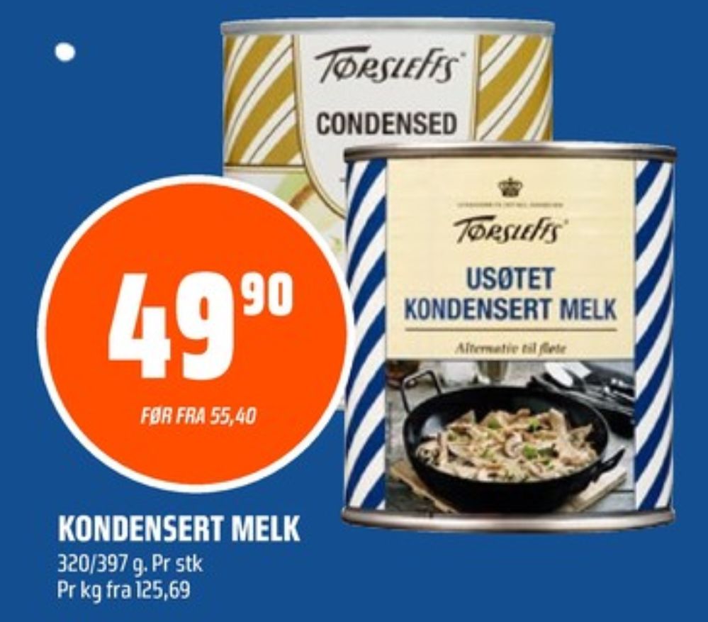 Tørsleffs, Kondenseret melk