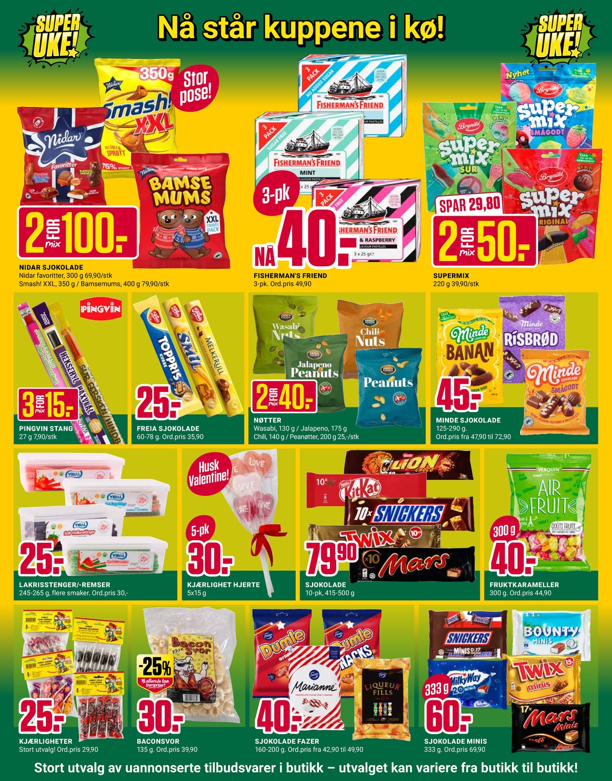 Se Europris kundeavis for uke 7 på Tilbudsuken.no. Se gode tilbud på mange varer, f.eks. sjokoladebar snickers eller sjokoladebar lion. Les kundeavisen her! Side 3