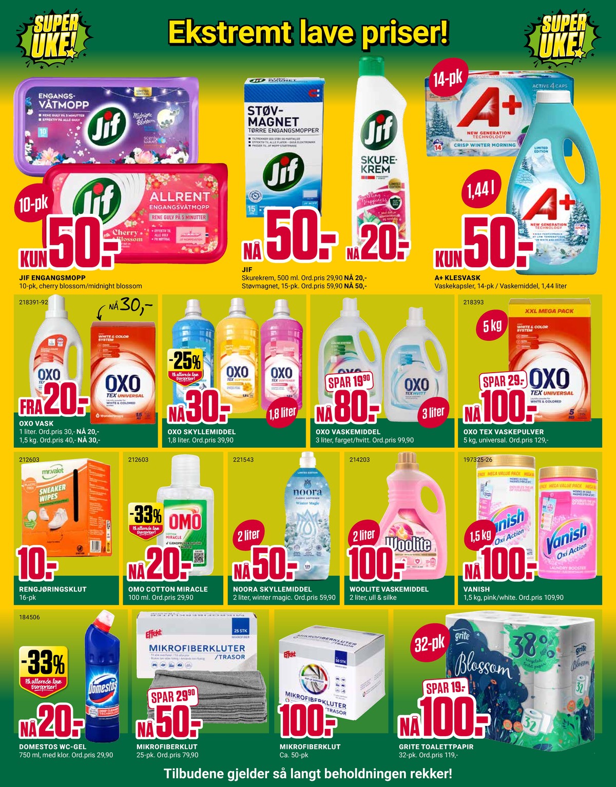 Se Europris kundeavis for uke 7 på Tilbudsuken.no. Se gode tilbud på mange varer, f.eks. engangsmopp jif eller tøymykner oxo. Les kundeavisen her! Side 8