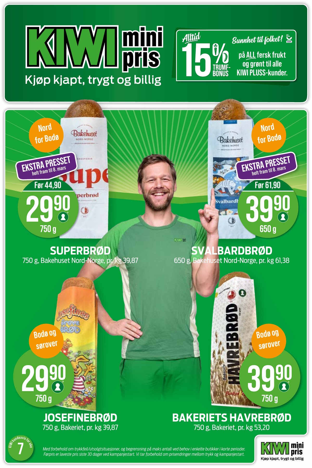 Se Kiwi kundeavis for uke 7 på Tilbudsuken.no. Se gode tilbud på mange varer, f.eks. brød bakehuset eller brød bakehuset. Les kundeavisen her! Side 1