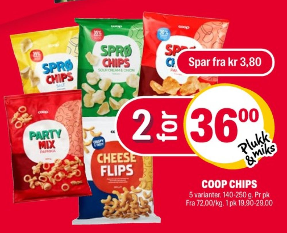 Coop, Sprø Chips Crunchy & Crispy Paprika