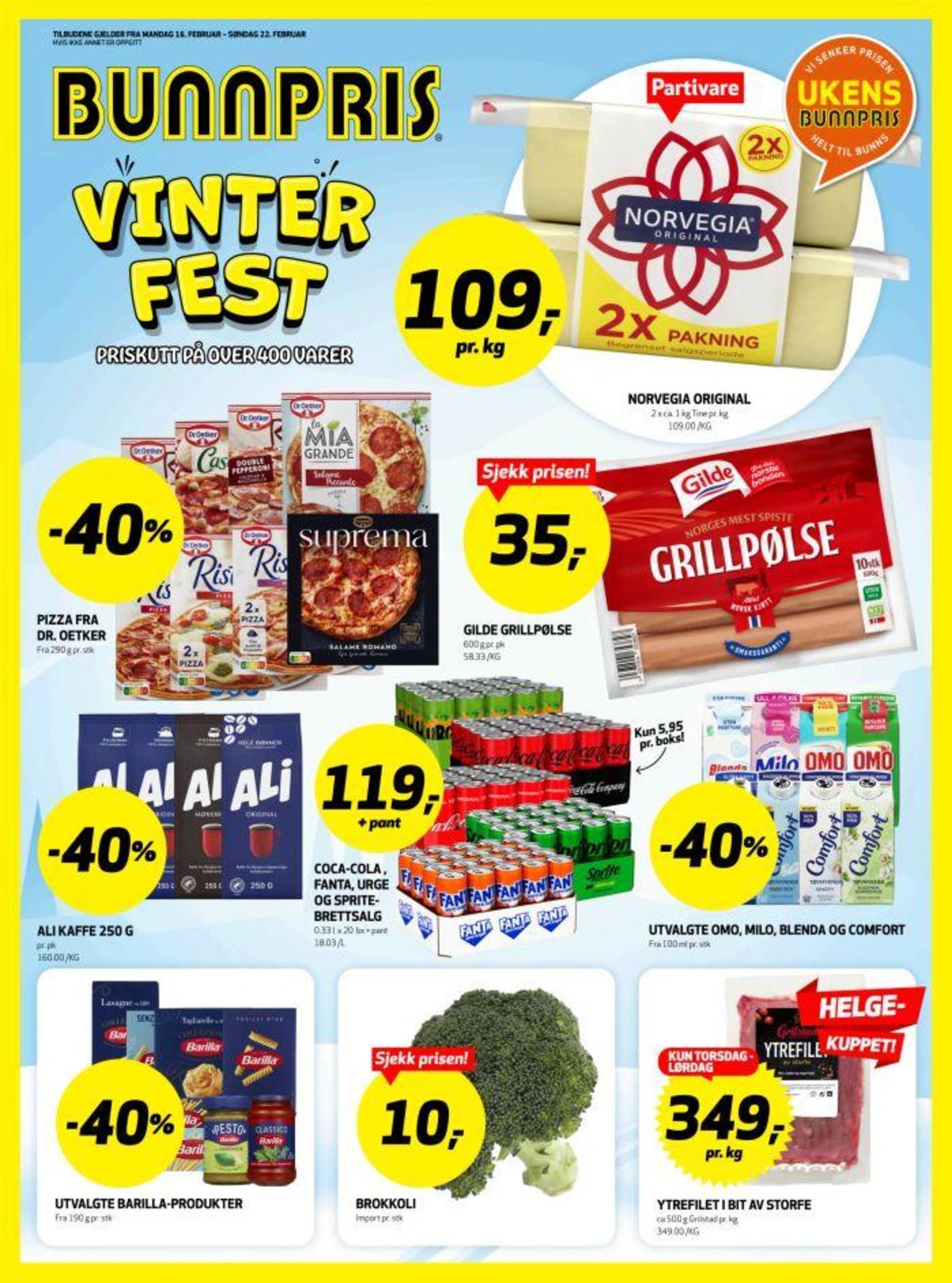 Se Bunnpris kundeavis for uke 8 på Tilbudsuken.no. Se gode tilbud på mange varer, f.eks. skæreost norvegia eller grillpølser gilde. Les kundeavisen her! Side 1