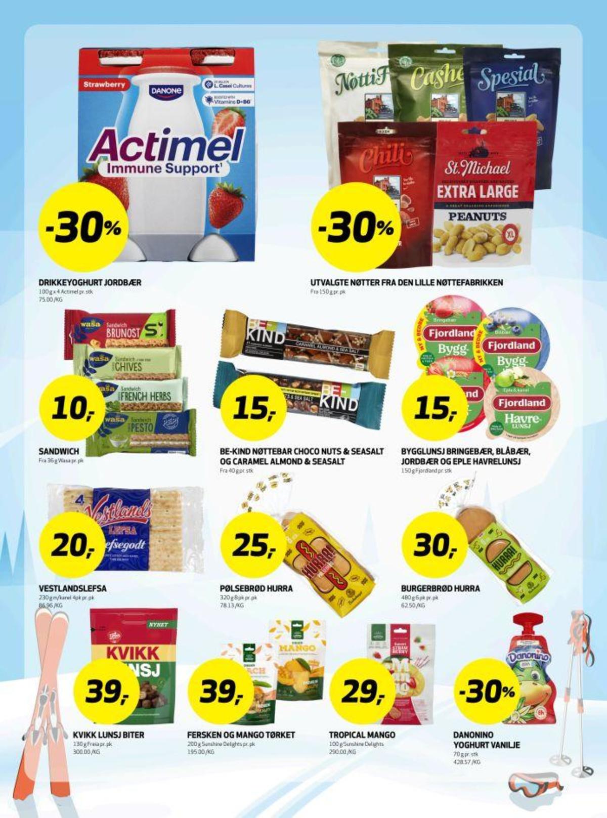 Se Bunnpris kundeavis for uke 8 på Tilbudsuken.no. Se gode tilbud på mange varer, f.eks. drikkeyoghurt jordbær actimel eller nøtti frutti originalen den lille nøttefabrikken. Les kundeavisen her! Side 16