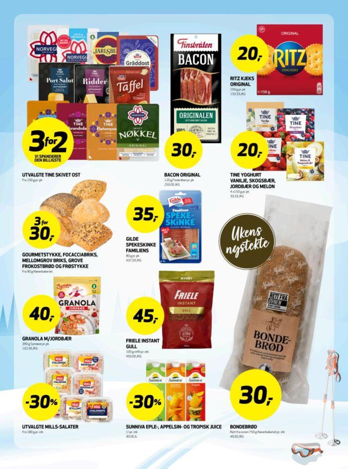 Se Bunnpris kundeavis for uke 8 på Tilbudsuken.no. Se gode tilbud på mange varer, f.eks. bondebrød kløverbakeriet eller spekeskinke familiens. Les kundeavisen her! Side 18