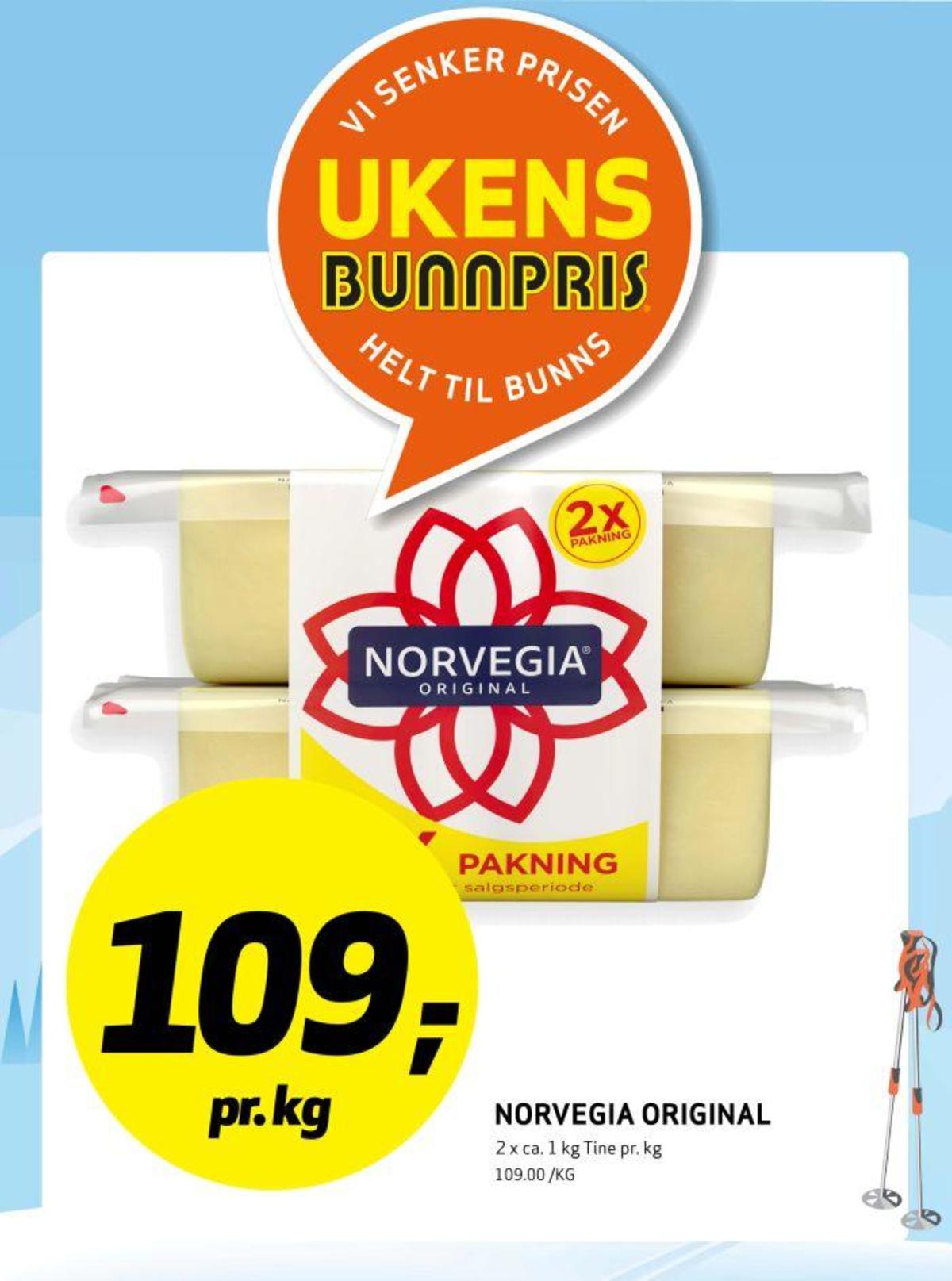 Se Bunnpris kundeavis for uke 8 på Tilbudsuken.no. Se gode tilbud på mange varer, f.eks. skæreost original norvegia eller andre varer. Les kundeavisen her! Side 20