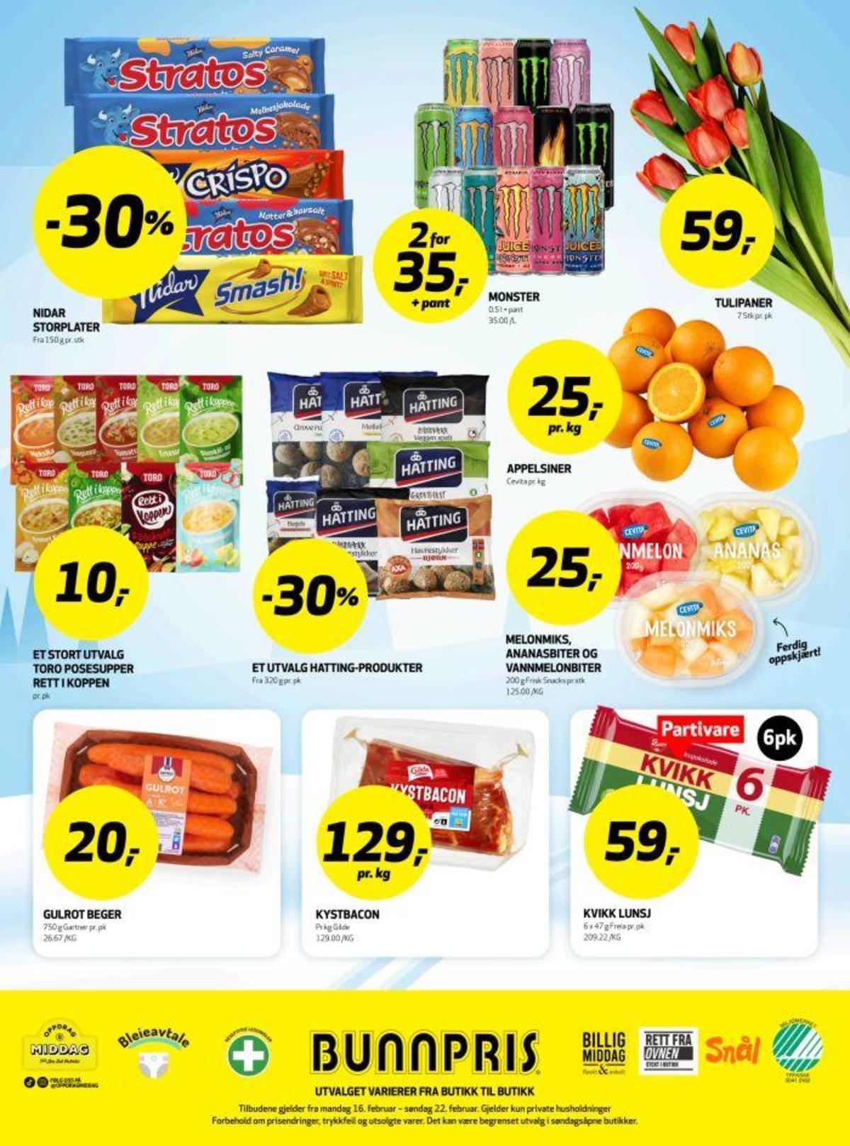 Se Bunnpris kundeavis for uke 8 på Tilbudsuken.no. Se gode tilbud på mange varer, f.eks. energidrikk monster energy eller energidrikk monster energy. Les kundeavisen her! Side 28