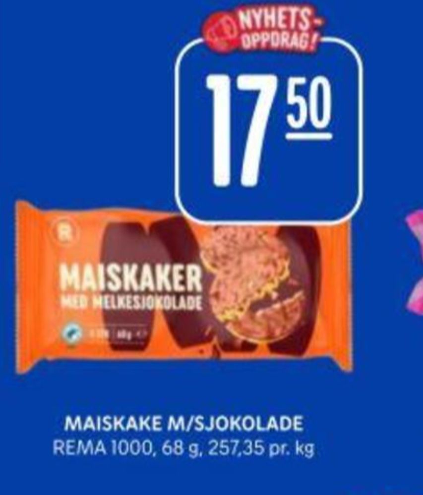 Rema 1000, Maiskaker Melkesjokolade