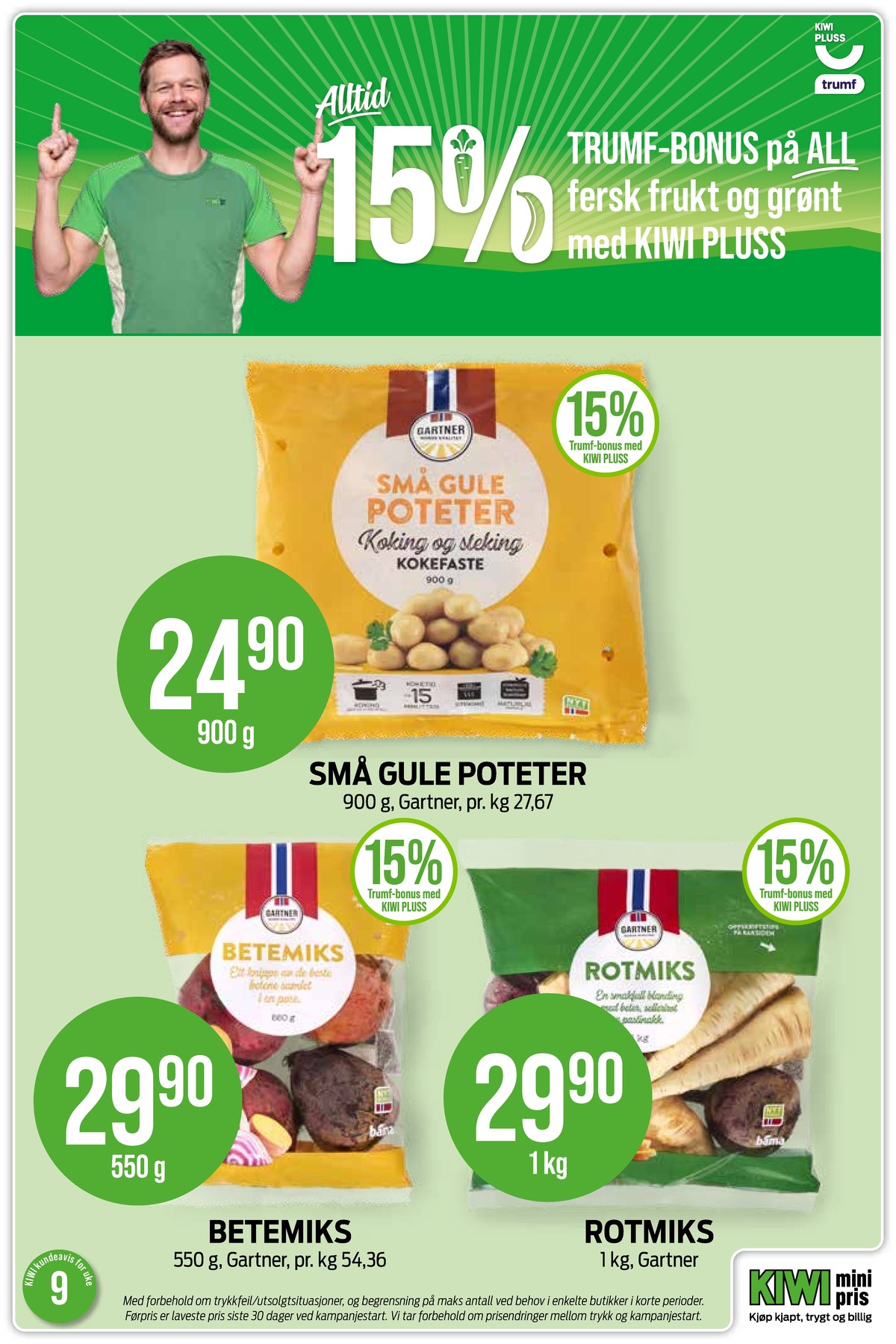 Se Kiwi kundeavis for uke 9 på Tilbudsuken.no. Se gode tilbud på mange varer, f.eks. poteter gartner eller rotmix gartner. Les kundeavisen her! Side 20