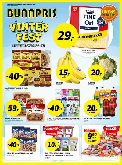 Bunnpris kundeavis gjeldende fra 09/03/26 - 15/03/26