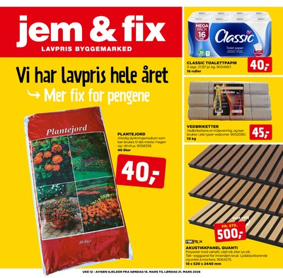 Jem & Fix kundeavis gjeldende fra 15/03/26 - 21/03/26