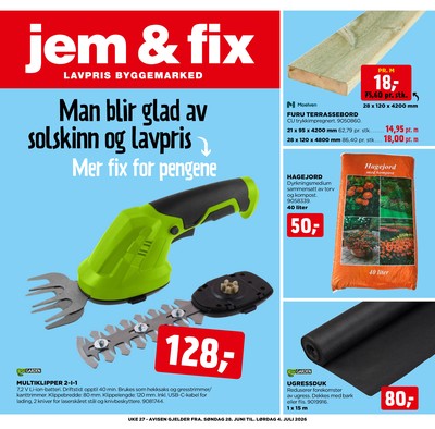 Jem & Fix kundeavis gjeldende fra 28/06/26 - 04/07/26