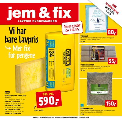 Jem & Fix kundeavis gjeldende fra 25/01/26 - 07/02/26