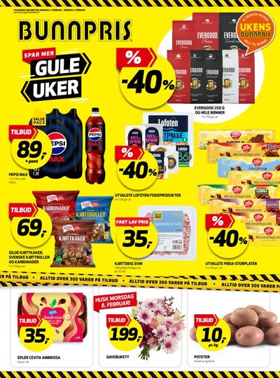 Bunnpris kundeavis gjeldende fra 02/02/26 - 08/02/26